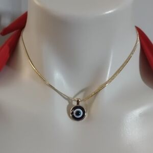 Evil Eye Necklace Blue Eye Gold Tone Chain